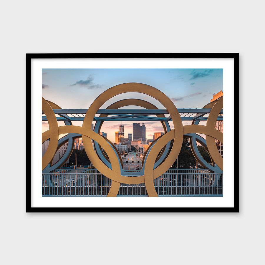 Downtown Atlanta through the Olympic Rings