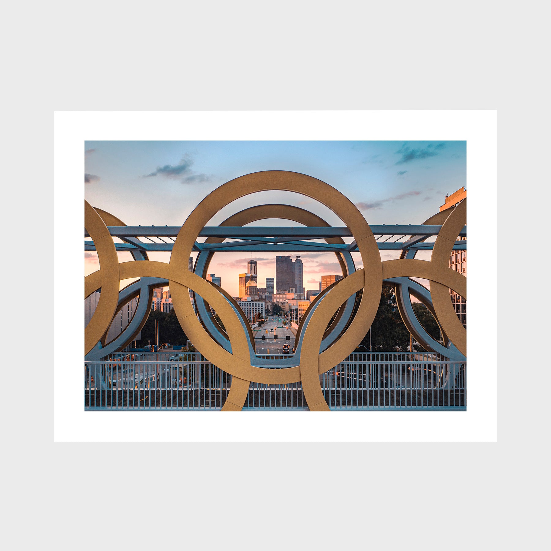 Downtown Atlanta through the Olympic Rings