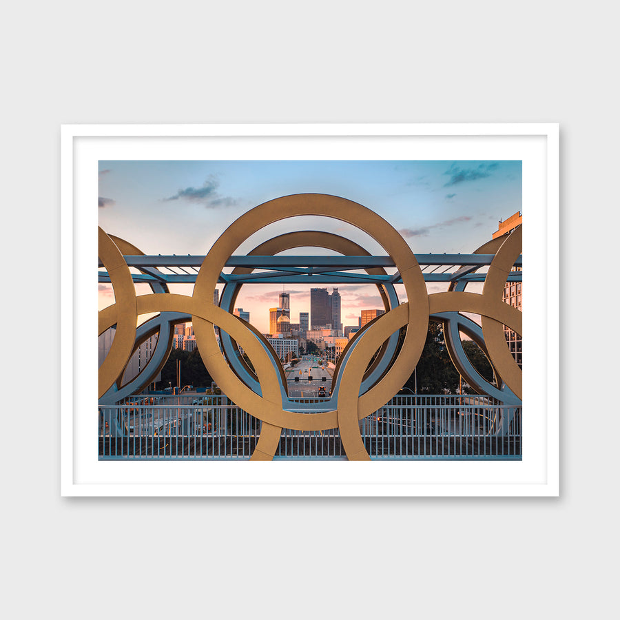 Downtown Atlanta through the Olympic Rings