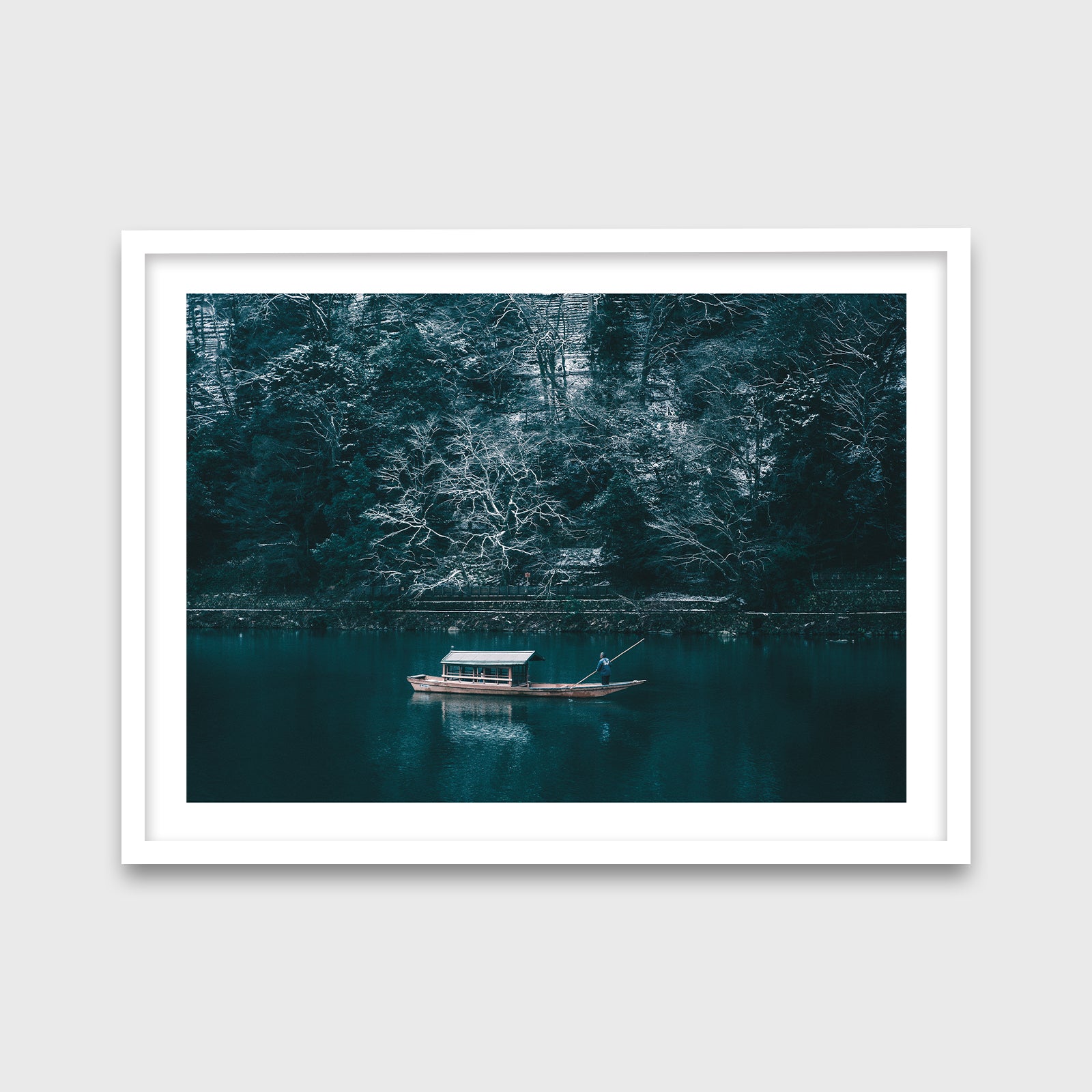 Hozugawa River Boat 24x18 White Frame