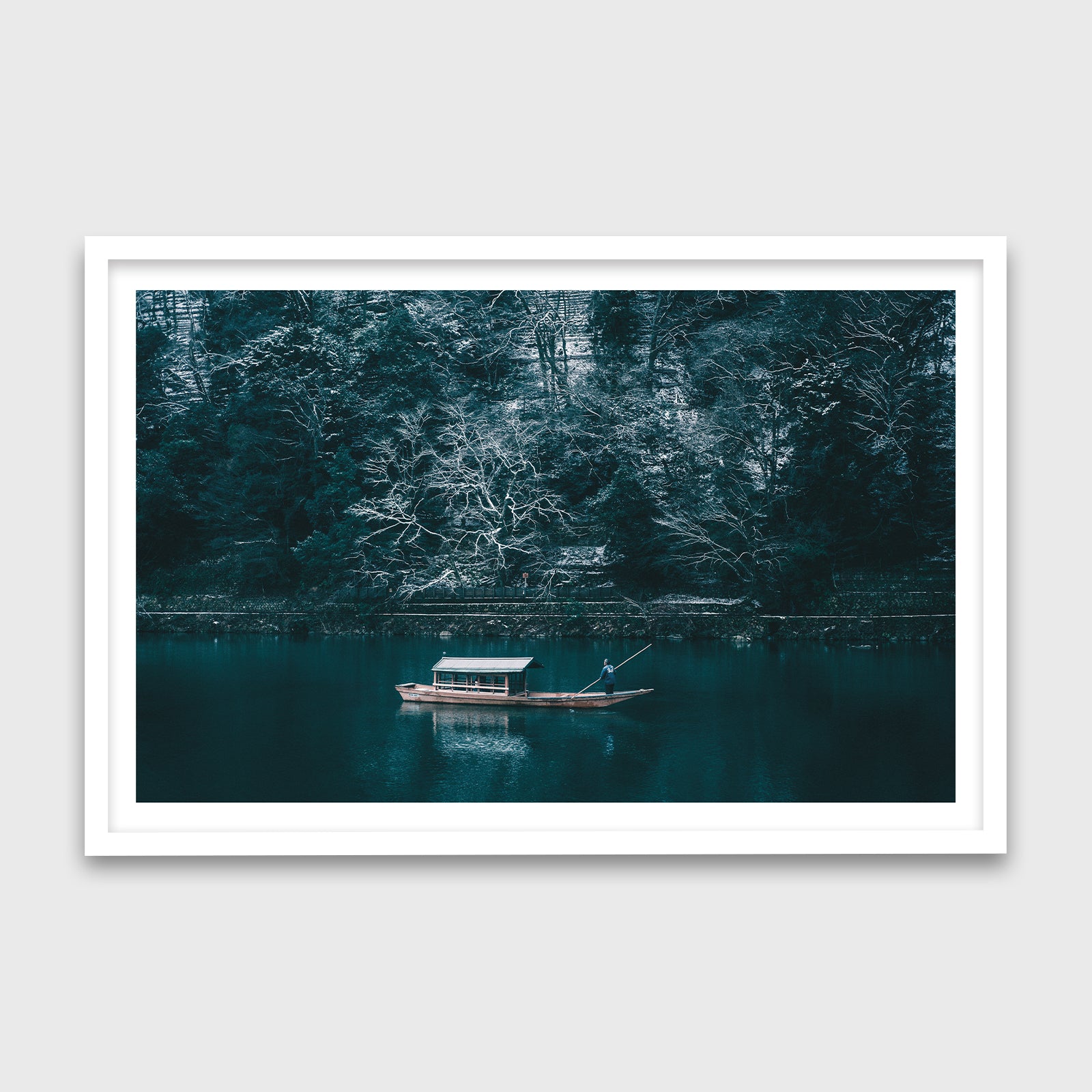 Hozugawa River Boat 36x24 White Frame