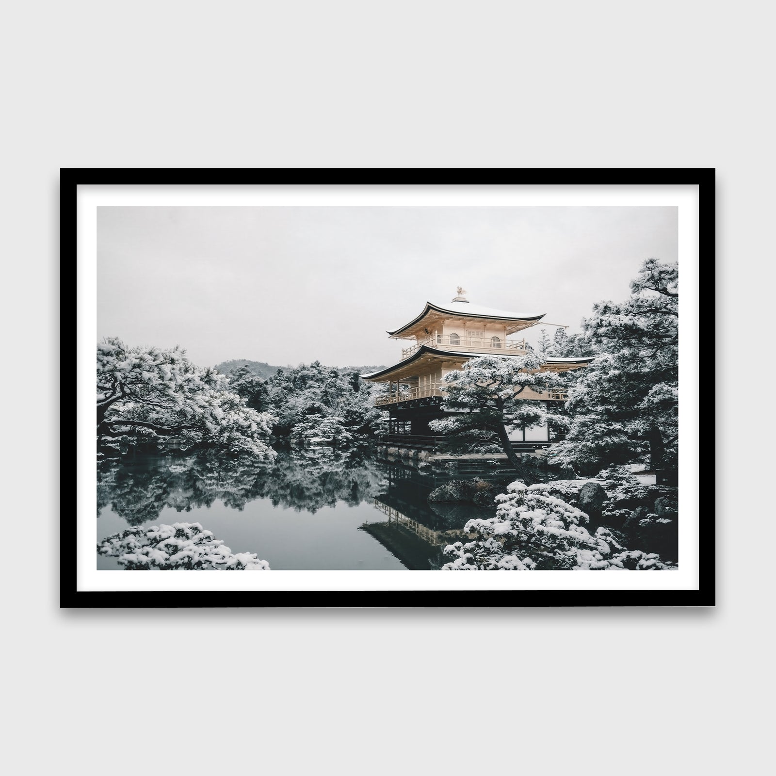 Kinkaku-ji Temple 36x24 Black Frame