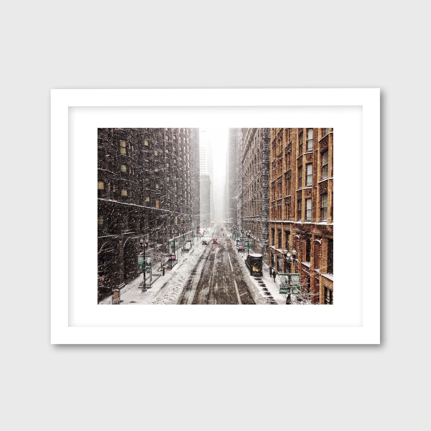 Van Buren and Dearborn Street in the Snow