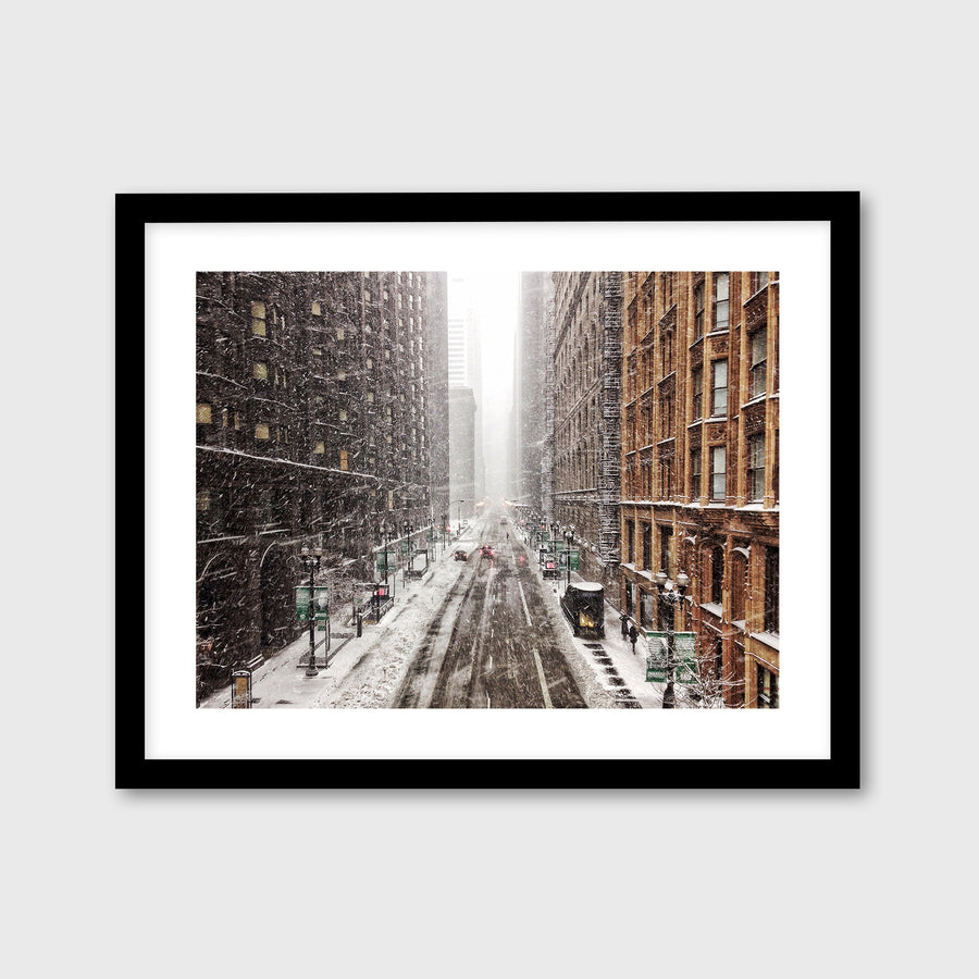 Van Buren and Dearborn Street in the Snow