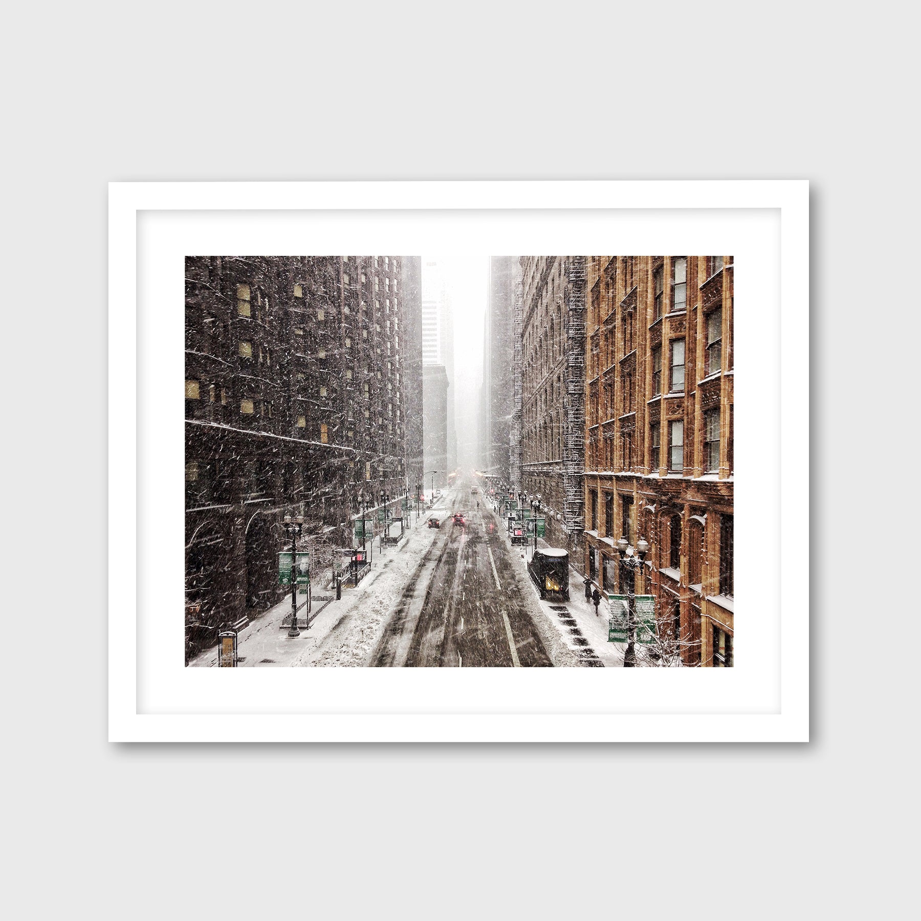 Van Buren and Dearborn Street in the Snow