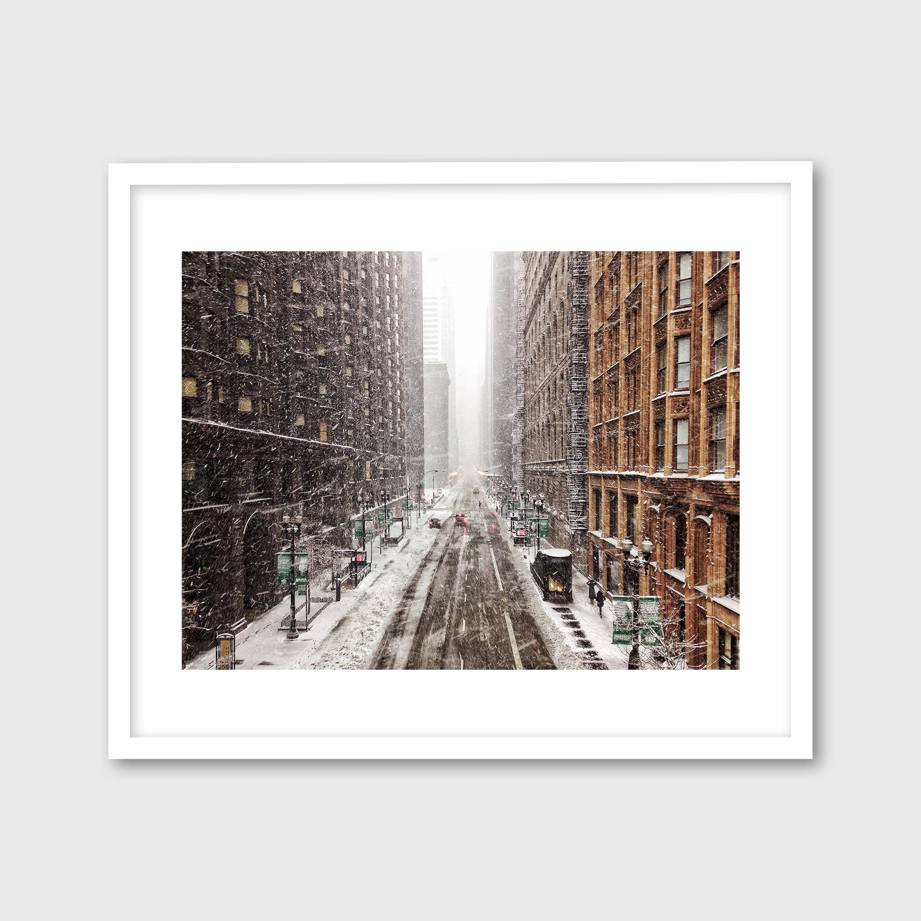 Van Buren and Dearborn Street in the Snow